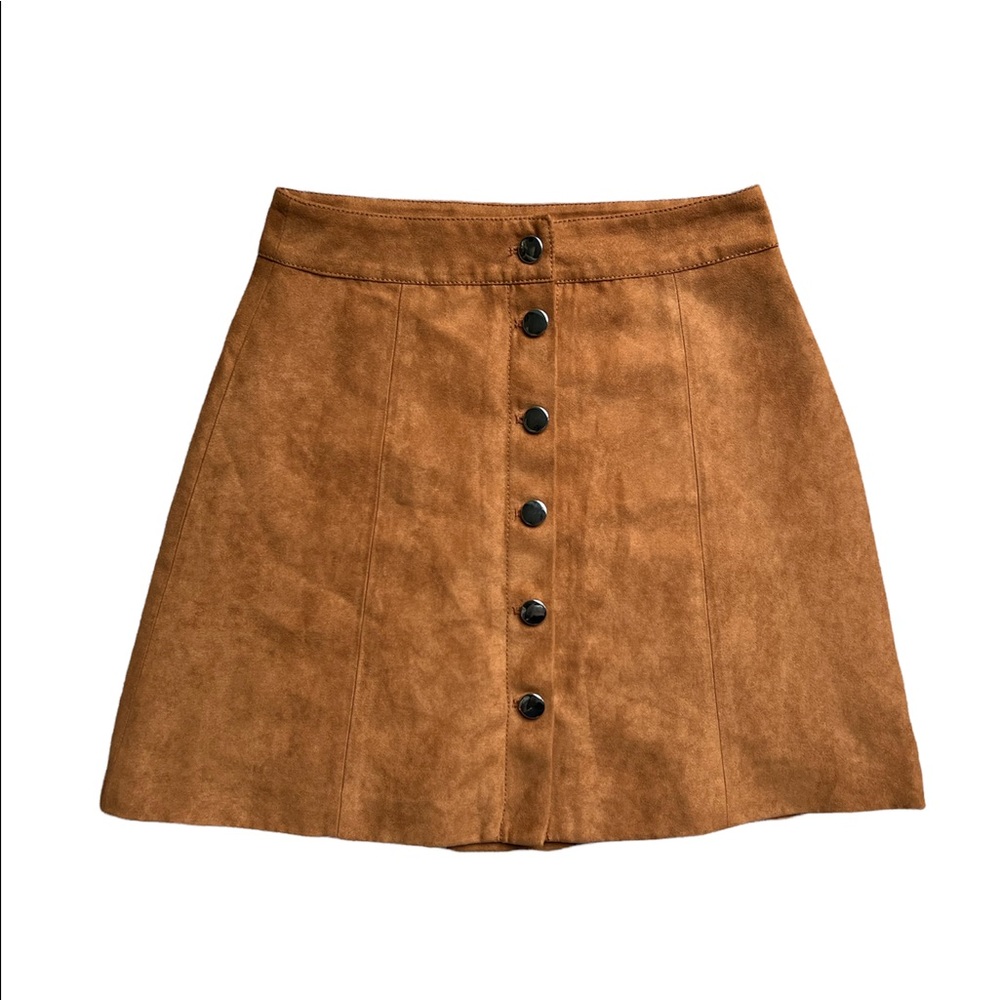NWOT H&M Divided A-Line Faux Suede Light Brown Mini Skirt - Size 4
